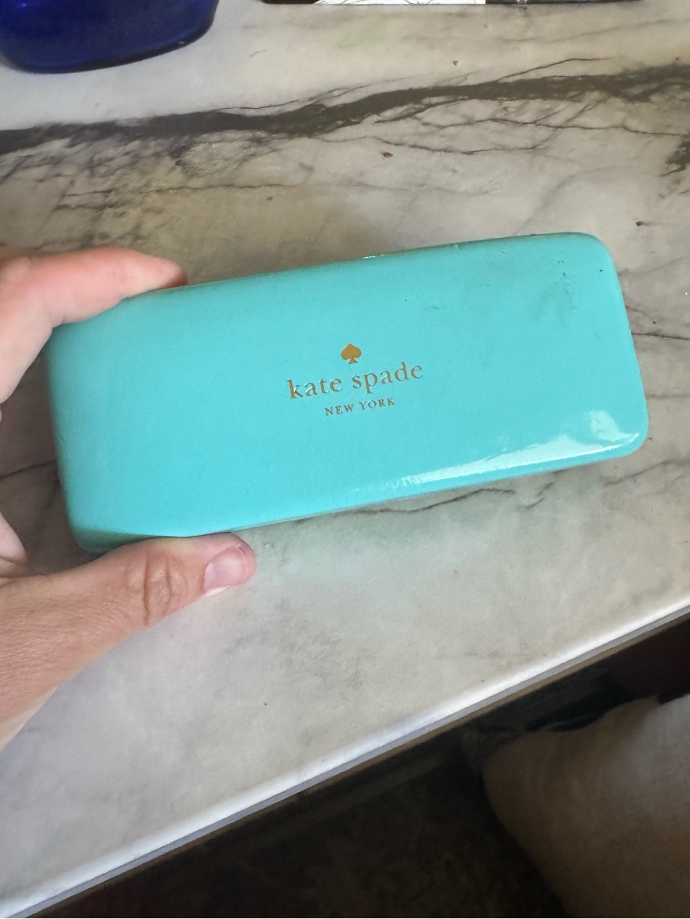 Kate Spade Turquoise & Green Hard Eyeglass Case with Gold Logo
